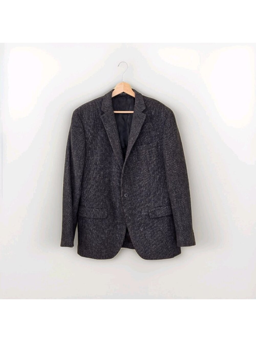 Bar III Slim Fit Blazer Men 42R Heathered Charcoal Gray Wool Textured Macys Edgy